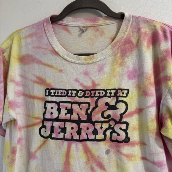 Vintage 90s Ben & Jerry's T-shirt M Tie Dye 100% Cotton Ice Cream Vermont - Picture 2 of 7